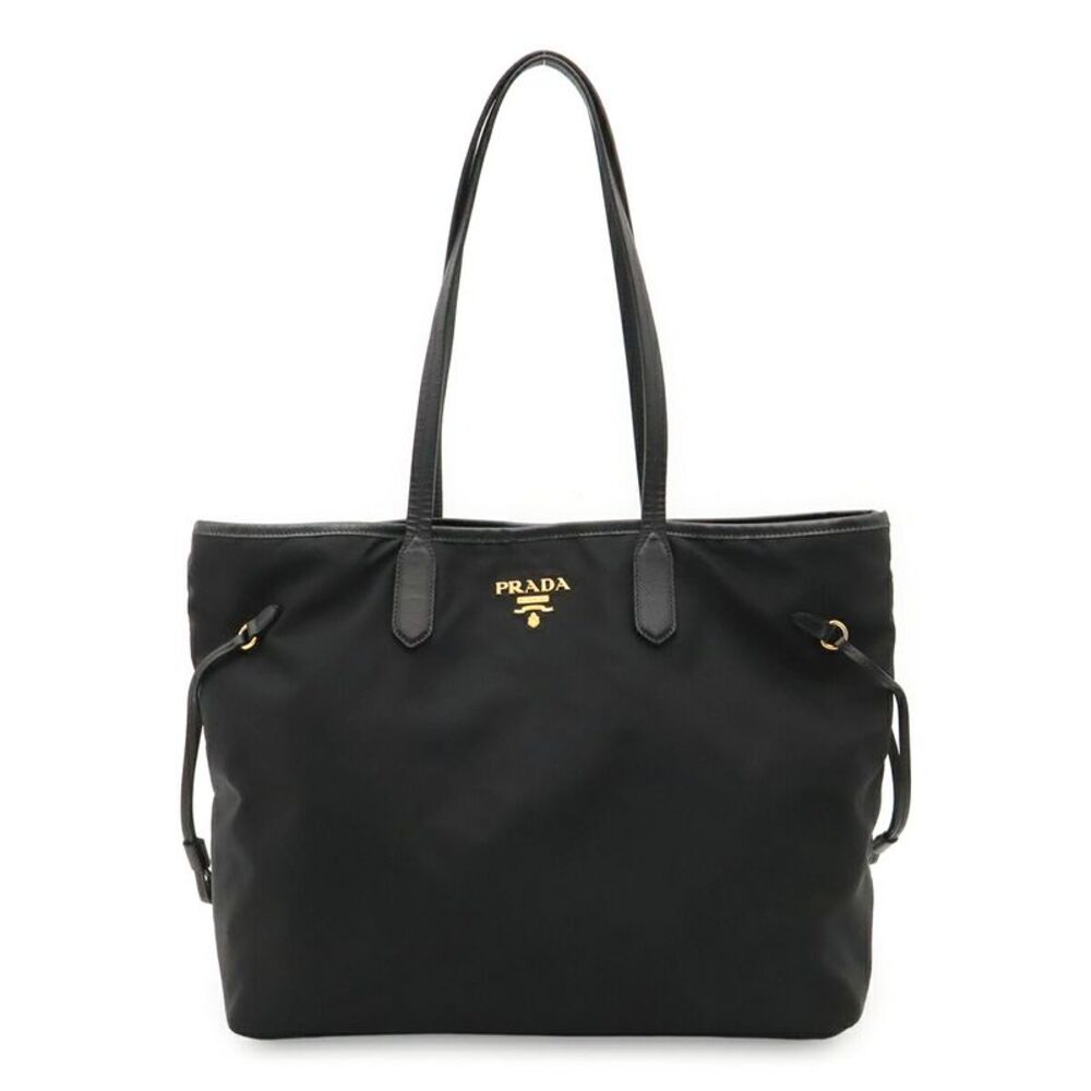 Prada Nylon Leather Tote Bag